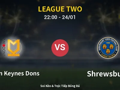 Soi Kèo Milton Keynes Dons vs Shrewsbury – 22:00 24/01 | Nhận Định, Dự Đoán Tỷ Số