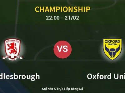 🔴 Trực Tiếp: Middlesbrough 0-0 Oxford United – Link Xem Championship (Full HD)