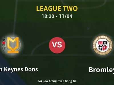 Soi Kèo Milton Keynes Dons vs Bromley – 18:30 11/04 | Nhận Định, Dự Đoán Tỷ Số