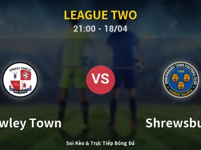 Soi Kèo Crawley Town vs Shrewsbury – 21:00 18/04 | Nhận Định, Dự Đoán Tỷ Số