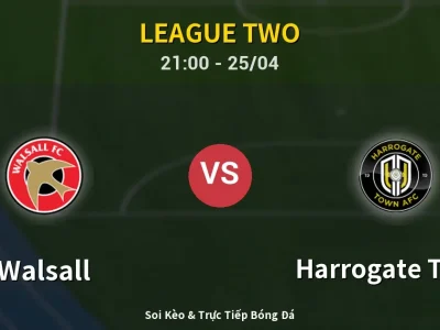 Soi Kèo Walsall vs Harrogate Town – 21:00 25/04 | Nhận Định, Dự Đoán Tỷ Số