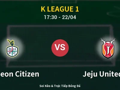 🔴 Trực Tiếp: Daejeon Citizen 0-1 Jeju United FC – Link Xem K League 1 (Full HD)